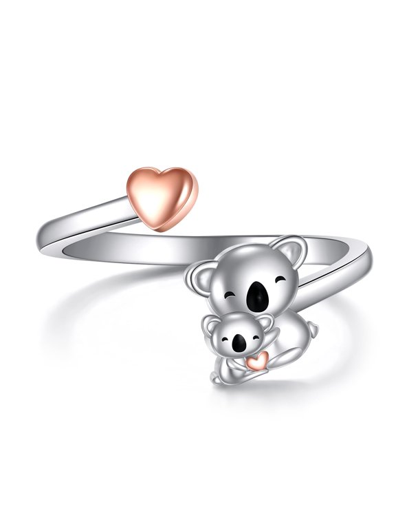 Koala Ring Sterling Silver Two Koala Ring Cute Animal Jewelry Gift for Women