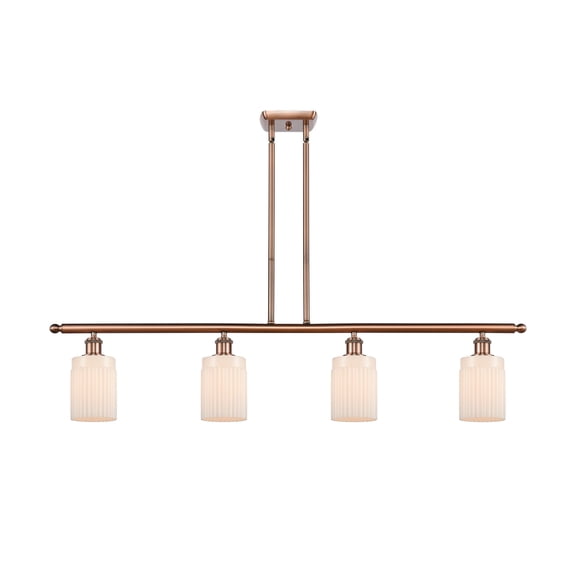516-4I-AC-G341-Innovations Lighting-Hadley-4 Light Island in Art Nouveau Style-48 Inches Wide by 10 Inches High   Antique Copper Finish with Matte