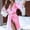 01 Pink, variant on Pajamas for Women Plus Size Fire , Women Cute Silk Kimono Dressing Lace Belt Bath Robe Nightwear