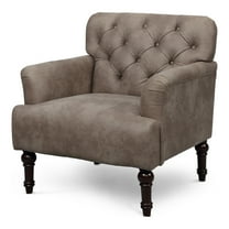 Furniture of America Lanis Faux Leather Tufted Accent Chair, Brown