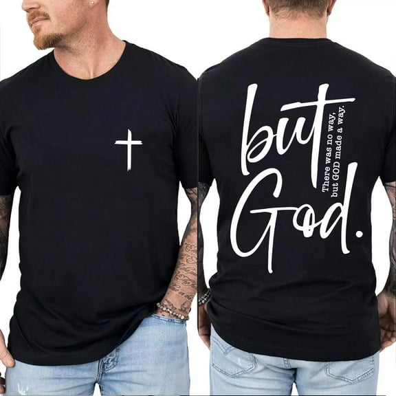 Christian But God Powerful Faith Statement Unisex T-Shirt with Cross Graphic, Spiritual Streetwear, Inspirational Bible Verse Shirt, Religious Hope Apparel, Sizes S–5XL