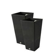 Algreen  Valencia 10 in. by 20 in. Height 2 Square Planters, Black - Pack of 2