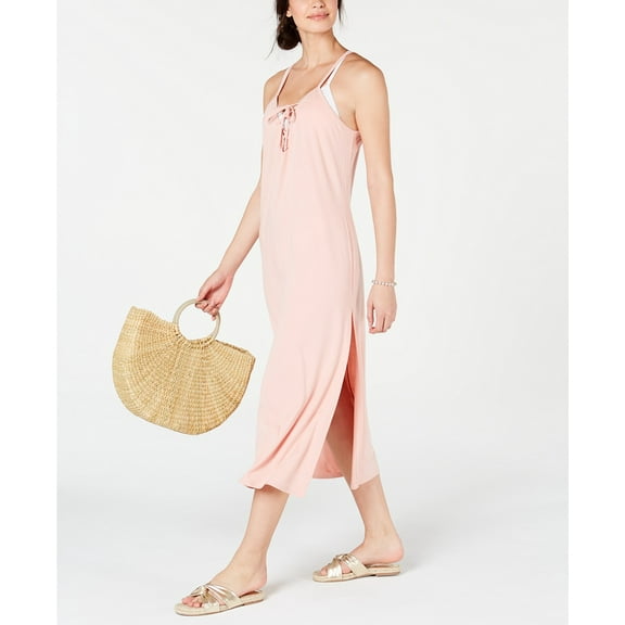 Miken Women's Lace-Up Dress Swim Cover-Up (M, Mellow Rose)