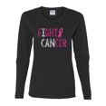 thumbnail image 2 of Fight Cancer Ribbon Womens Graphic Long Sleeve T-Shirt, Black, Small, 2 of 3