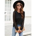 thumbnail image 4 of Women'S Waffle Knit Tops Dressy Business Casual Blouses Lace Long Sleeve Work Shirts Fall Clothes Black XXL, 4 of 8