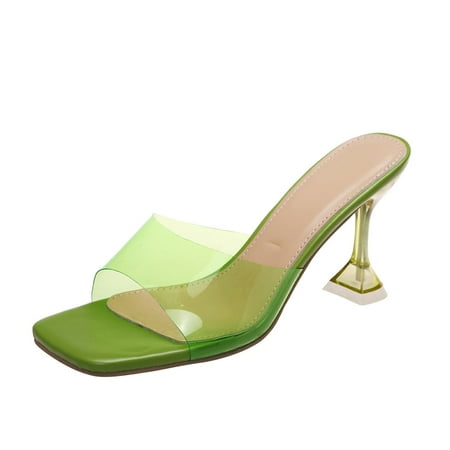 

Sentuca Women s Casual Transparent Open Toed Square Head Fish Mouth High Heeled Slippers