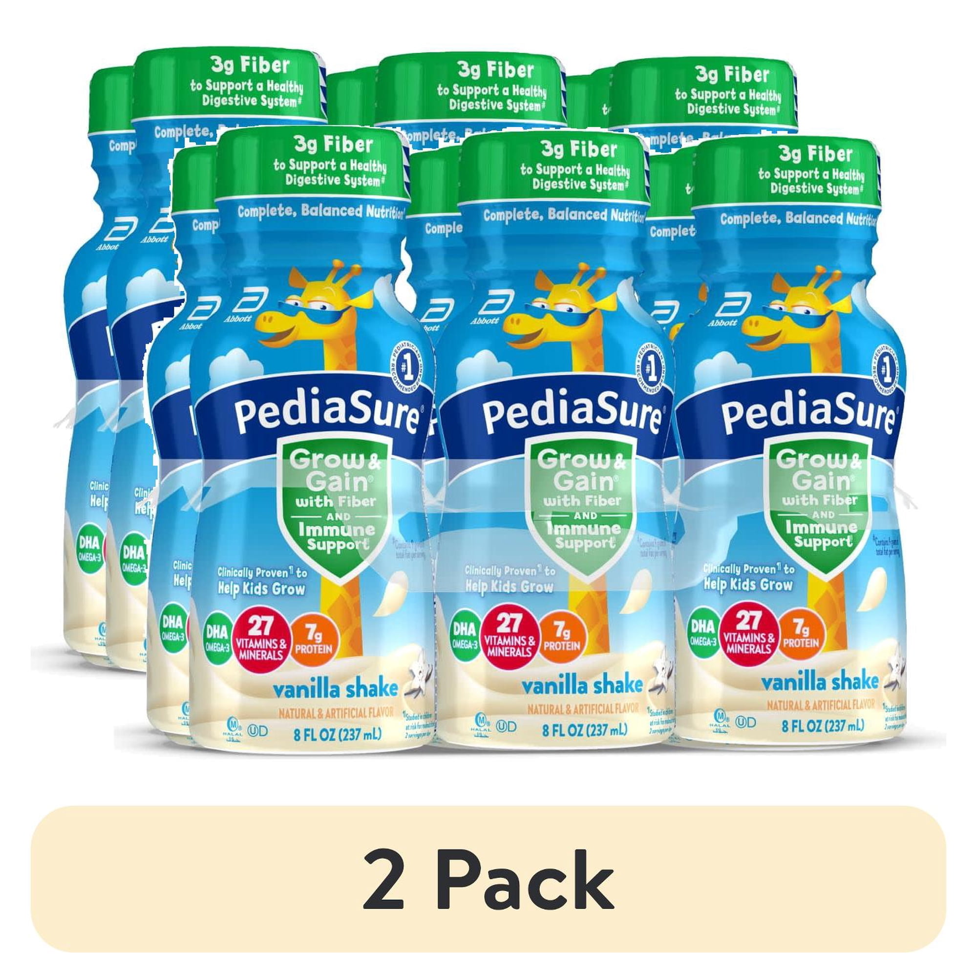(2 pack) PediaSure Grow & Gain with Fiber & Immune Support, Vanilla, 8-fl-oz Bottle, Pack of 6