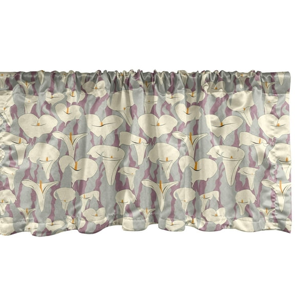 Ambesonne Floral Window Valance, Abstract Calla Lily, 54" X 12", Purple Grey Ivory