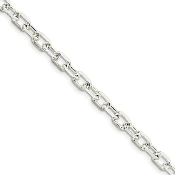 Primal Silver Sterling Silver 6.5mm Fancy Diamond-cut Open Link Cable Chain Bracelet