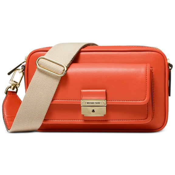 Michael Kors Women's Bradshaw Medium Leather Pocket Camera Crossbody Bag (Orange Spice)