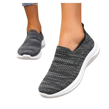 

PEASKJP Running Shoes Womens Womens Walking Shoes Lightweight Casual Slip On Fashion Sneakers Non-Slip Gym Sneakers for Women Black 8.5
