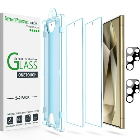 Amfilm [2+2 Pack] Auto-Alignment OneTouch 6.8" Samsung Galaxy S24 Ultra Screen Protector
