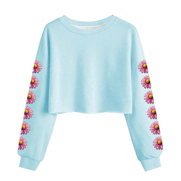 Camisetas de Manga Larga de las Mujeres Moda Impresa Suelta Casual Cuello Redondo Suéter Deportivo Top Se Ajusta Fiel Al Tamaño