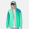 thumbnail image 2 of Fotbe blue green colors Chaqueta con Protección Solar UPF 50+ para Hombre y Mujer, Camisa con Capucha y Bolsillos-Small, 2 of 7