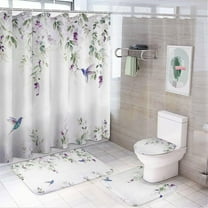 Rustic Eucalyptus 4 Pcs Shower Curtain Set Bathroom Set Watercolor Farmhouse Eucalyptus Leaves Floral Sunflower Shower Mat Shower Curtain with Rug 12 Hooks,72" W x 72" L