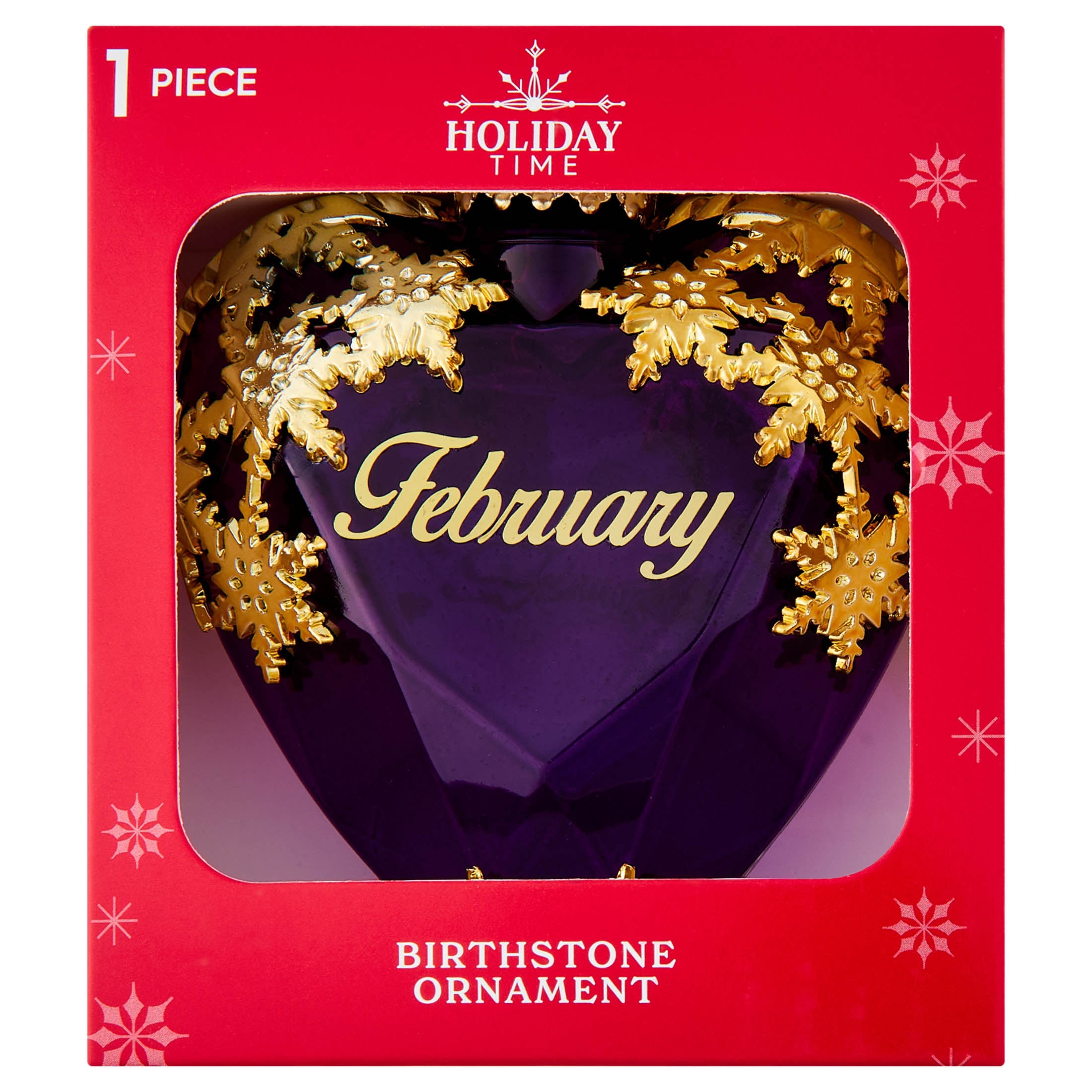 Purple and Gold February Birthstone Christmas Ornament, 4.3", by Holiday Time