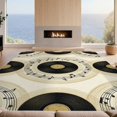 thumbnail image 2 of Design&I 4'x6' Washable Area Rug Flatweave Daily Traffic Ready Record Retro Distressed Music Aesthetic Note Player Vintage Vinyl Refined for Dorm Room, Living Apartment, 2 of 7