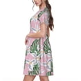 thumbnail image 2 of Lsque Lilies Flowers Print Women's Casual Dress T-Shirt Summer Short Sleeve Scoop Neck Swing Dresses, 2 of 6