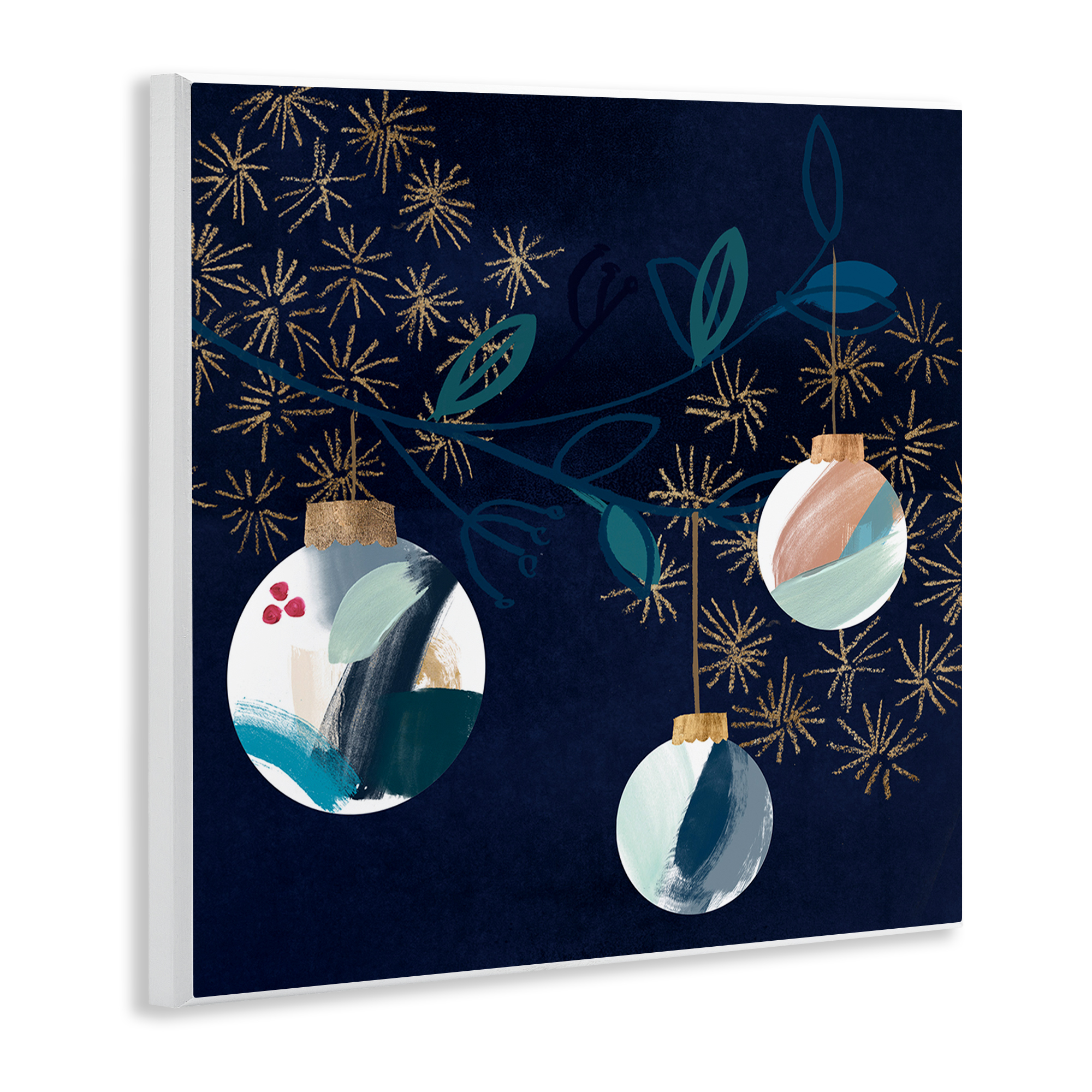 Stupell Industries Hanging Christmas Orbs Holiday Painting Unframed Art Print Wall Art, 12 x 12