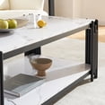 thumbnail image 6 of M optimized Coffee Table, Faux Marble Coffee Table with Storage Shelf, Metal Frame, Anti-slip Foot Pads, 2-Tier Rectangle Accent Tea Table, 6 of 9
