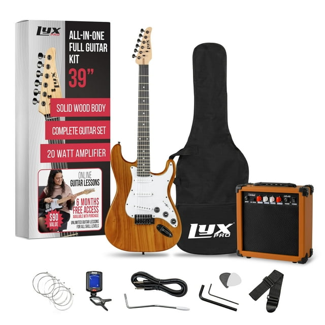 Kit de guitarra eléctrica LyxPro de tamaño completo de 39 pulgadas con amplificador de 20 W