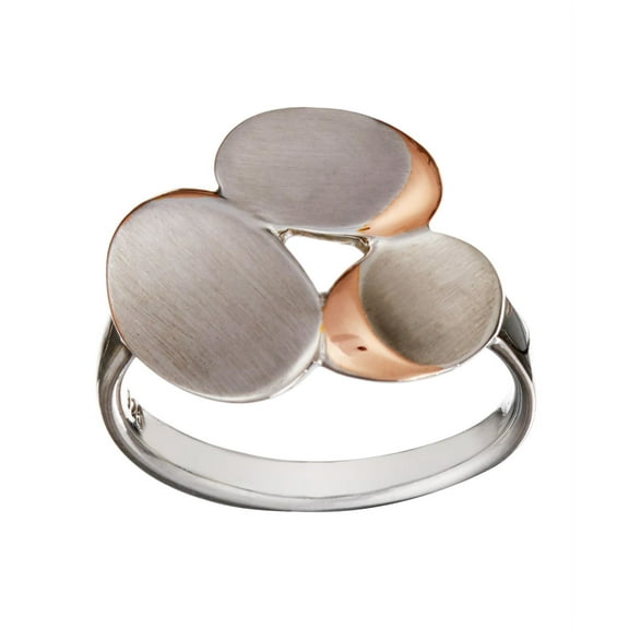 Silverly 14K Gold-Plated 925 Sterling Silver Satin Clustered Ovals Contemporary Ring