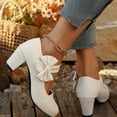 thumbnail image 5 of Willtoo Women's Platform Mary Jane Pumps with Bow, Closed Toe Chunky Heels Dressy Shoes Casual Daily Cute Heels, 5 of 7