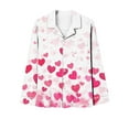 thumbnail image 6 of LYEAA Womens Pajama Sets Heart Print Lapel Long Sleeve Button Down Shirt and Pant Breathable Sleepwear Holiday Nightwear, 6 of 6