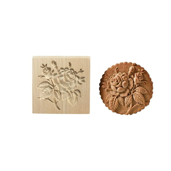 Eqslft Traditional Handcrafted Wooden Cookie Mold,Easy to Demold, Cookie Press Stamp Mould for Halloween Christmas Thanksgiving Party DIY