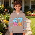 thumbnail image 2 of MEZZALL Boys Cartoon Number 67 Print Hooded Zip Up Jacket Long Sleeve Athletic Sweatshirt Outerwear Kids Breathable Tops Coats, 2 of 6