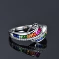 thumbnail image 5 of YYKihy Inlaid Diamond Rainbow Colored Gemstone Ring Finger Jewelry Birthday Proposal Gift Bridal Engagement Party Ring, 5 of 9