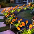 thumbnail image 6 of Rirool Solar Garden Lights Outdoor, 2 Pack Solar Tulip Lights with 14 Flowers, IP65 Waterproof LED Stake Light for Yard, Pathway, Patio, Landscape (Orange), 6 of 8