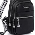thumbnail image 2 of Bolso De Pecho Bolso de pecho para mujer, bolsos de hombro de PU a la moda informal, bolsillo en la cintura del pecho (negro), 2 of 5