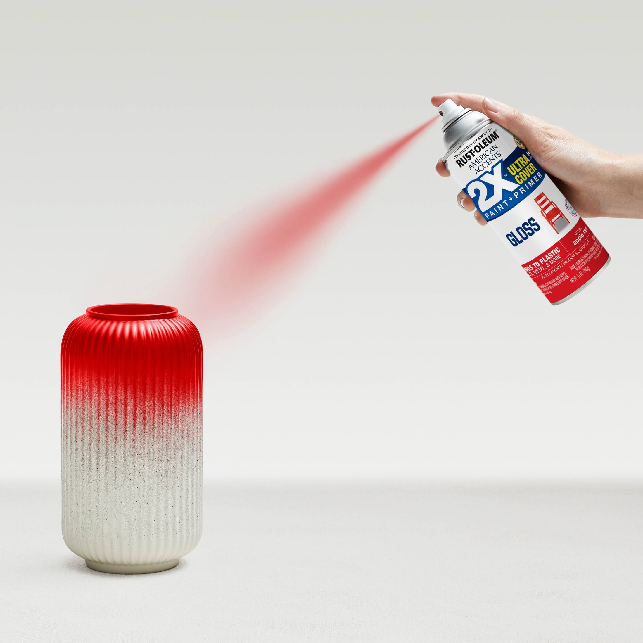 (6 pack) Apple Red, Rust-Oleum American Accents 2X Ultra Cover Gloss Spray Paint-327875, 12 oz