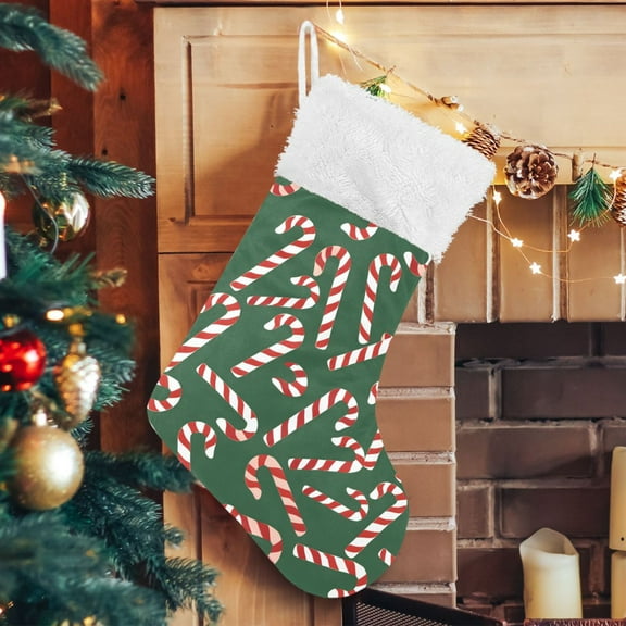 Ryvnso Christmas Stockings Candy Canes 17.7" Large Stocking Decoration 1 Pack
