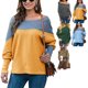 thumbnail image 4 of Sudadera de manga larga con hombros descubiertos, informal, holgada, de moda, para mujer, gris, amarillo, XXL, 4 of 6