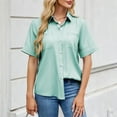 thumbnail image 4 of Posijego Women's Short Sleeve Button down Shirts Business Work Collared Blouses Office Formal Interview Shirts, 4 of 5