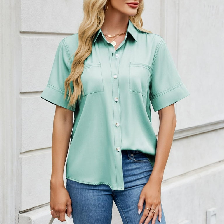 mint green dress shirt womens Mint Breeze Collared Button-Down main image 1