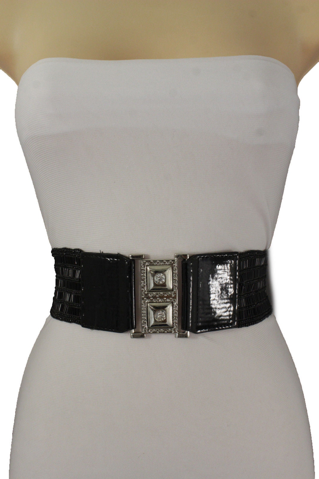 Women Silver Metal Narrow Fashion Belt Hip Waist Leaf White Black Bling S M L 