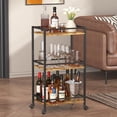 thumbnail image 2 of Tres Capas de Barra de Servicio rodante, Cocina de Madera y Metal con Ruedas, Coche de Almacenamiento de Isla, Negro, 2 of 8