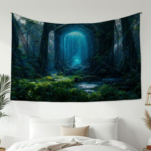 Modernist Style Tapestry, Forest Blue Light and Shadow Tapestry, Bedroom Living Room Dormitory Decoration, Home Decoration