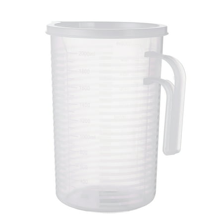 

OUNONA 1pc Pp Plastic Measuring Cup with Scale Transparent Baked Milk Tea Cup Measuring Cup Measuring Container for Measuring Use (Horizontal Stripe with Cover Measuring Cup 2000ml Transparent)