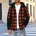 thumbnail image 2 of Thousandth Men Hooded Plaid Flannel Jacket Casual Long Sleeve Shirts Fashion Loose Fit Button Down Shacket with Pockets for Fall Daily Wear, 2 of 8