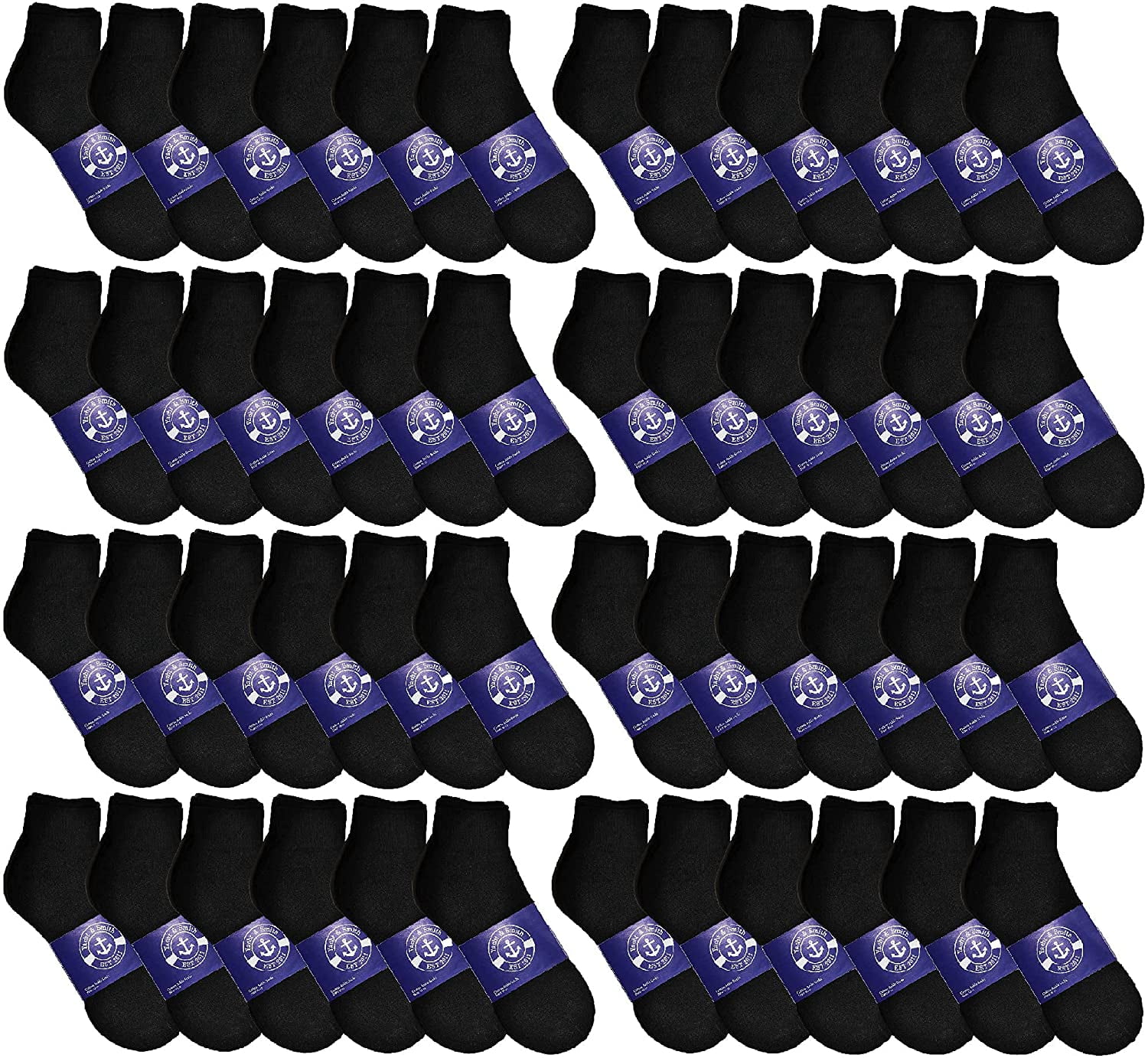 Mens & Womens Quarter Ankle Socks, Cotton, Cheapest Ankle Sock, Donation Homeless, Light weight Bulk Wholesale (72 Pairs Mens Black)