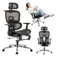 thumbnail image 1 of Silla de oficina ergonómica de malla hujusko con reposacabezas y reposapiés ajustables, 1 of 9