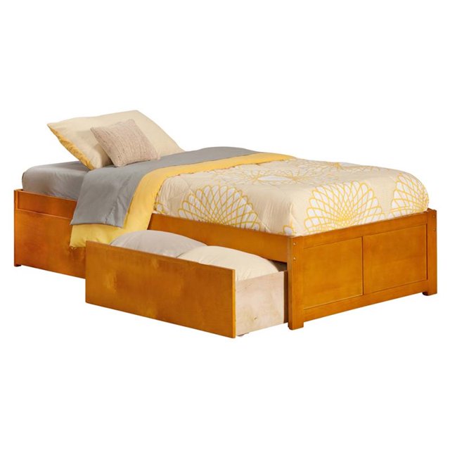 Atlantic Furniture Concord Lit de Plate-Forme de Rangement Simple XL en Caramel