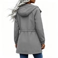 thumbnail image 7 of justHIGH Lined Light Rain Jacket Women Packable Long Raincoat with Hood Drawstring Waisted Waterproof Windbreaker Lightweight Outdoor Trench Coat Gray,M, 7 of 7