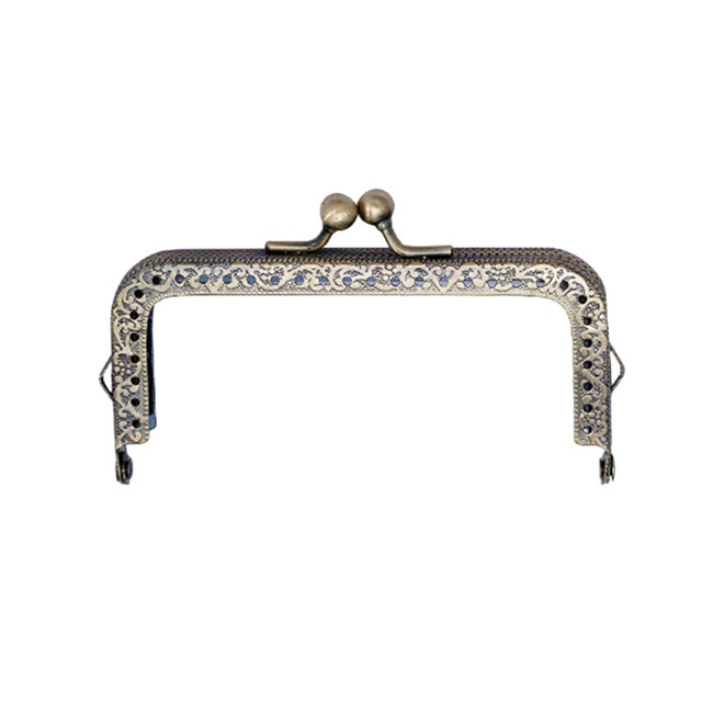 10.5cm Retro Square Iron Purse Frame Coin Bag Decorative Beads Embossed Flower Kiss Clasp Lock for Bag Making DIY Craft