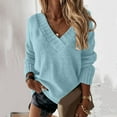 thumbnail image 2 of Women's Casual V-Neck Pullover Sweater Loose Fit Long Sleeve Soft Comfortable Everyday Wear, 2 of 5