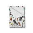 thumbnail image 2 of Feathers Soft Flannel Fleece Throw Blanket, Arrangement of Types of Quills in Vivid Tones Grey Splashes Image Print, Cozy Plush for Indoor and Outdoor Use, 70" x 90", Multicolor, by Ambesonne, 2 of 6